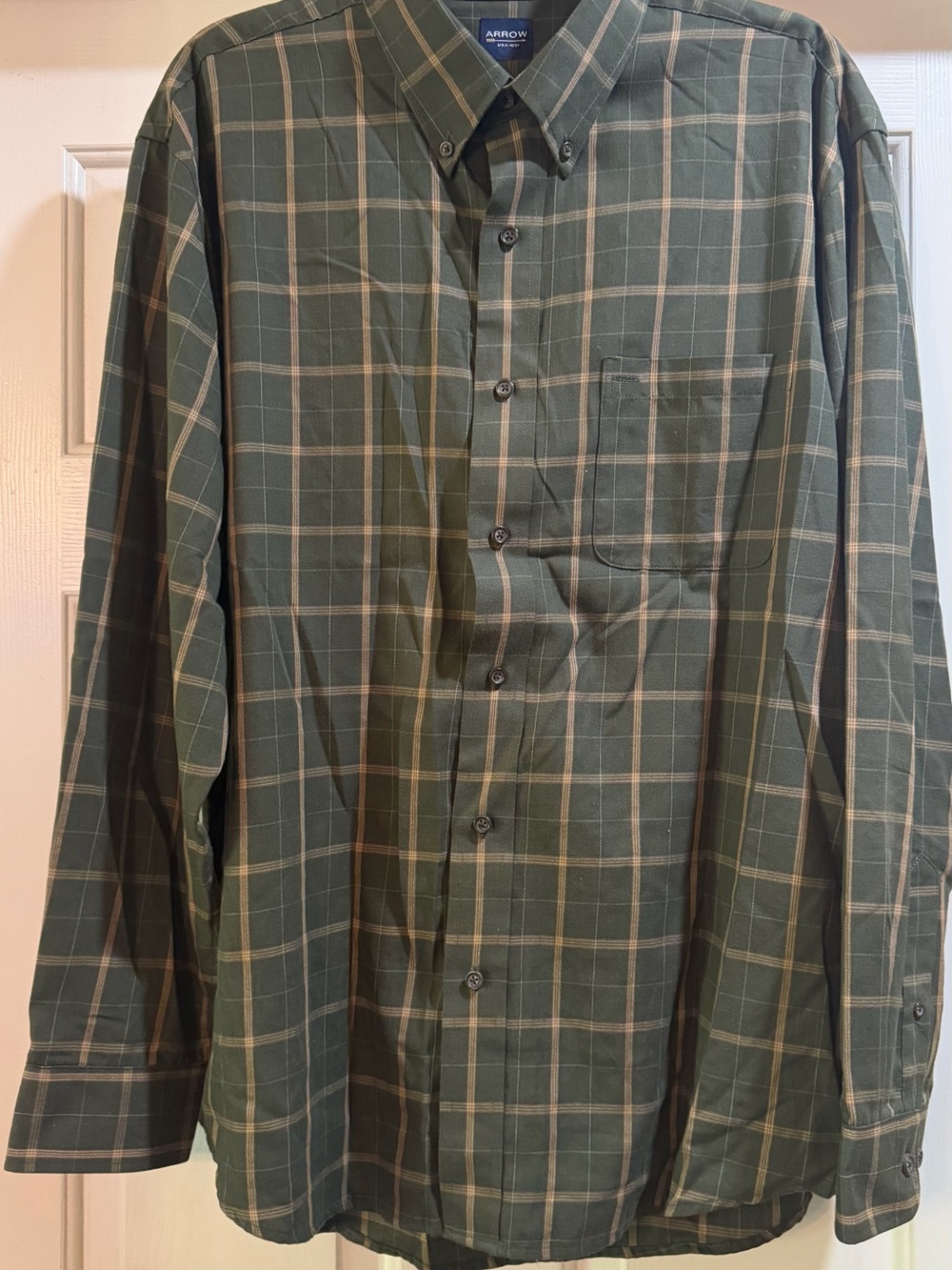 Arrow Men's Green Plaid Button-Down Shirt Size L 16-16.5
